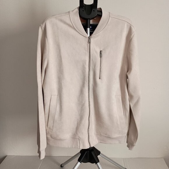 Ben Sherman Cream Tan Faux Suede Bomber Jacket Men’s Size L - Picture 6 of 15
